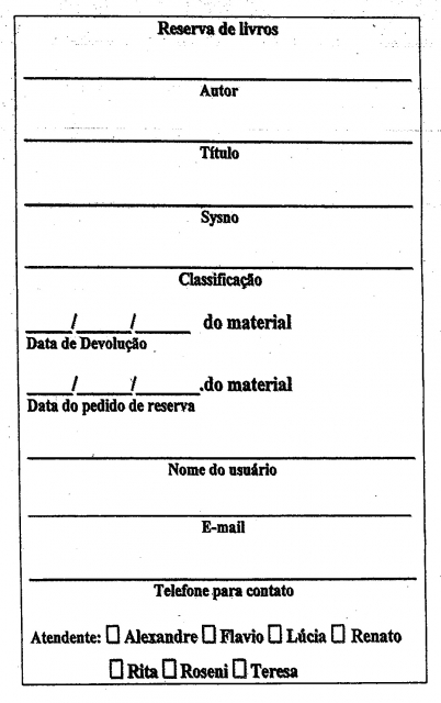 Formulário para reserva de livros